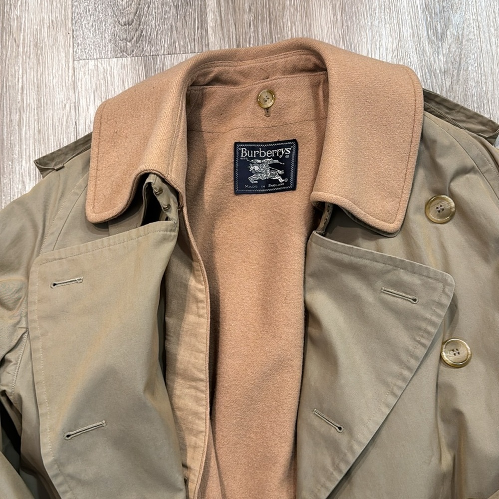 Vintage Burberrys long trench belted coat jacket removable lining - Picture 3 of 14